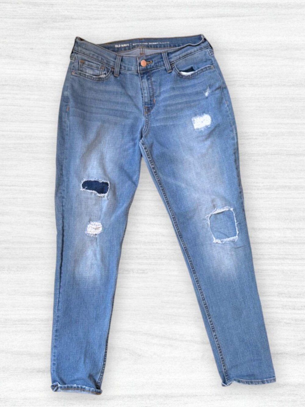 Old Navy Boyfriend Skinny Distressed Jeans Women’s 4 Light Wash Denim
